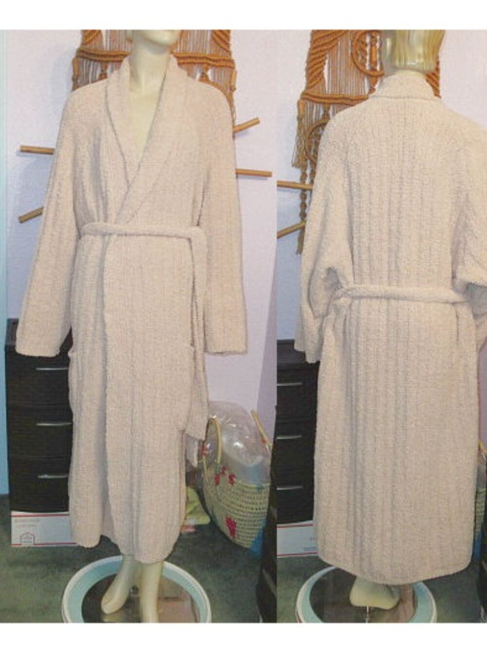 Pottery Barn Cozy Ribbed Robe XL Pockets Shawl Collar Soft Girl Quiet Luxury EUC